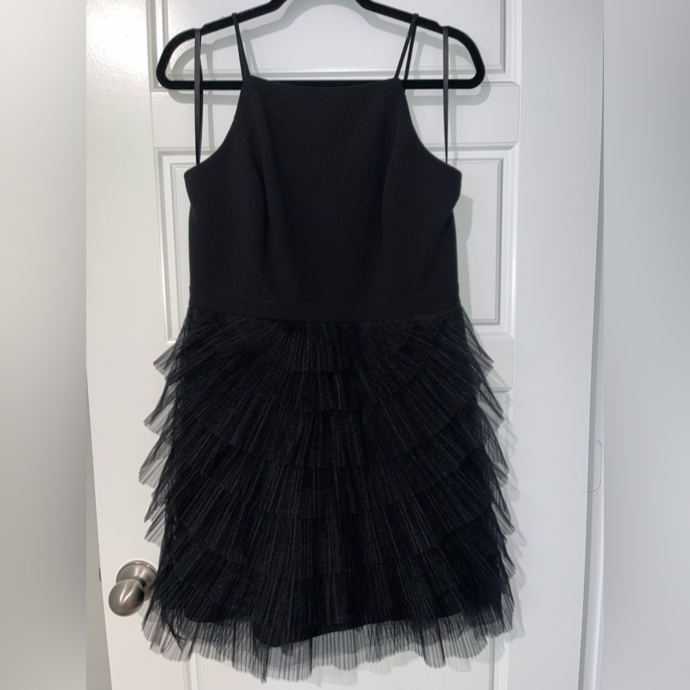 Black Ruffle Skirt Cocktail Dress